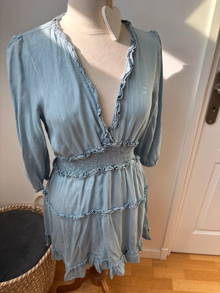 Robe manches 3/4 en coton couleur jean - Kilky - M/L - photo numéro 4
