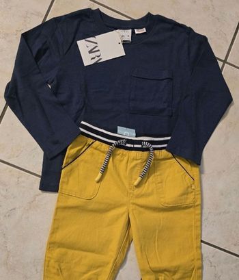 (Neufs non portés) 🏷🏷💙😍🥰 superbe ensemble teeshirt ml et pantalon toile 3ans garçon 🥰😍