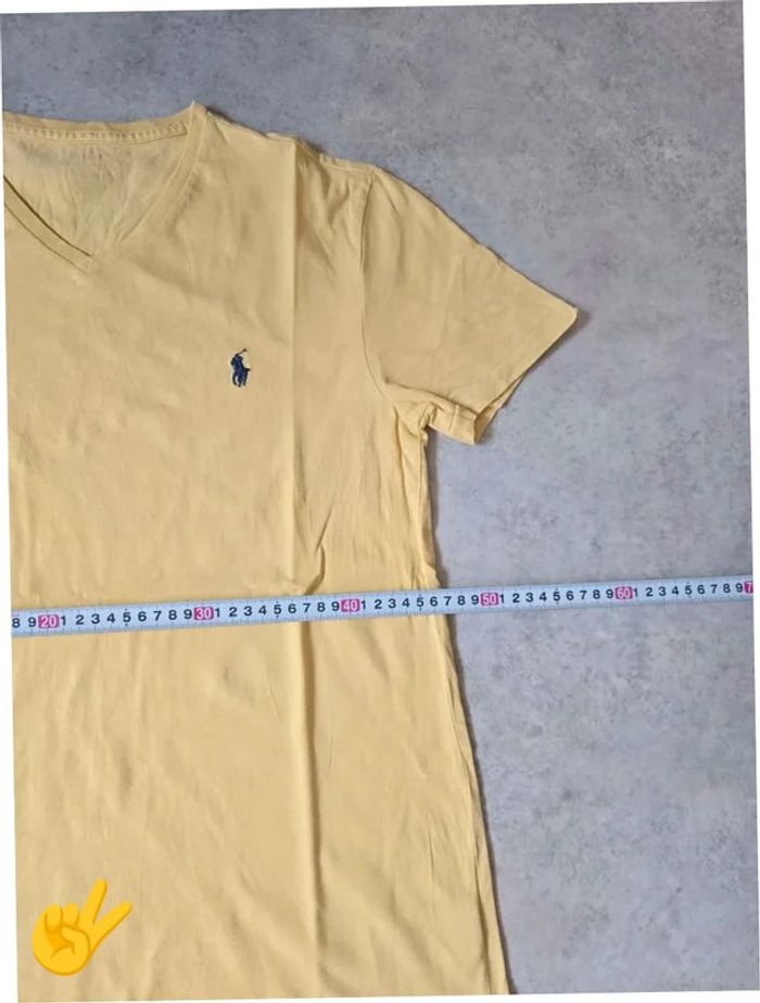 T-shirt Ralph Lauren S coupe col V jaune Homme Men tee7b - photo numéro 6