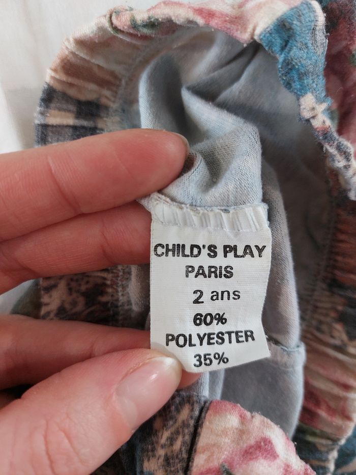 Pantalon noir motif fleur multicolors taille 2 ans/24 mois - photo numéro 4