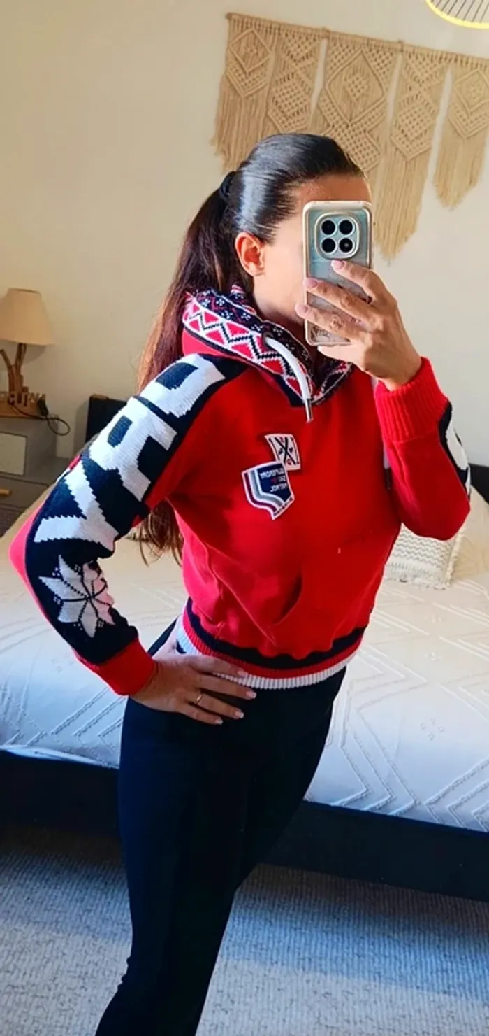 Sweat à capuche Superdry femme – Très bon état, style streetwear tendance 38 rouge - photo numéro 2