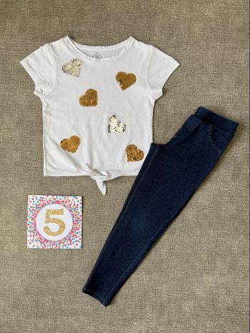 Ensemble Lot Jean jegging et top manches courtes 5 ans excellent état