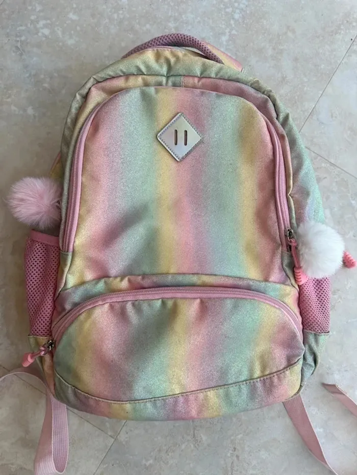 Sac à dos + sac pique nique arc en ciel paillettes - photo numéro 3
