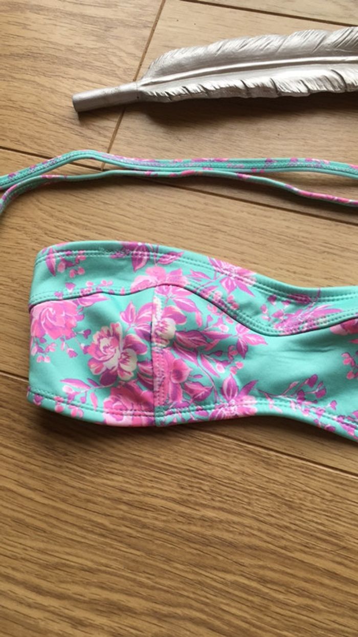 Maillot de bain primark haut de maillot taille M / bandeau turquoise et violet - photo numéro 2