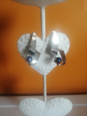 🌸Boucles d'oreilles argenté création avec Pierre Lapis Lazuli "Créateur indépendant" Neuves 🌸