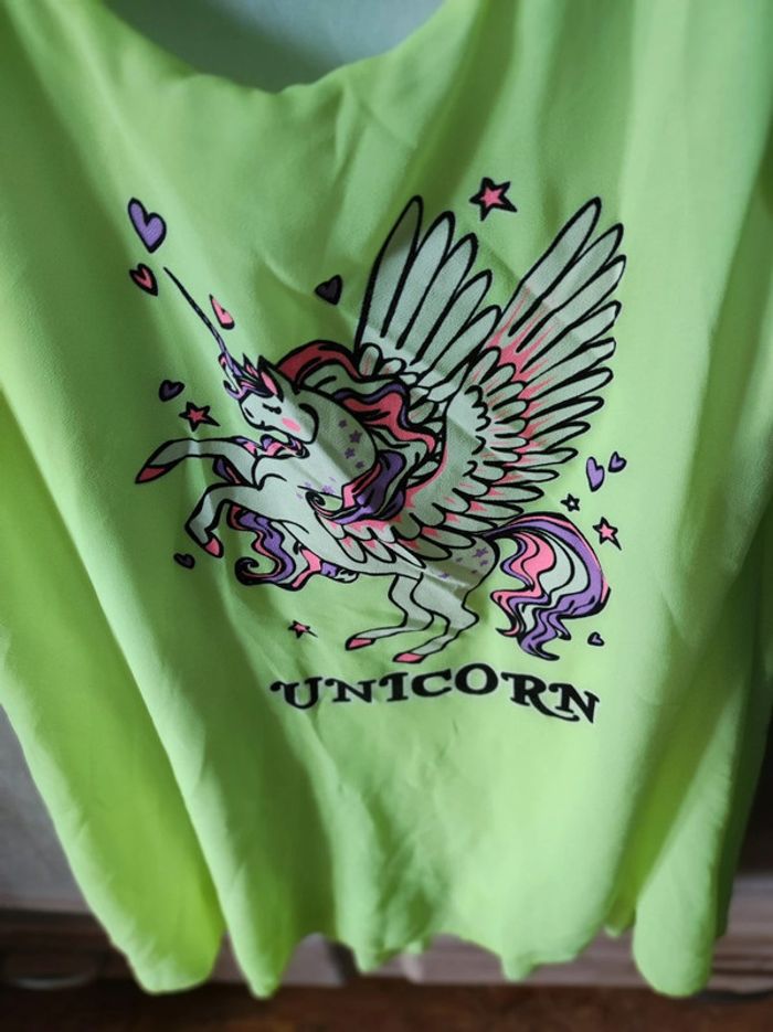 Petite robe licorne jaune fluo - photo numéro 2