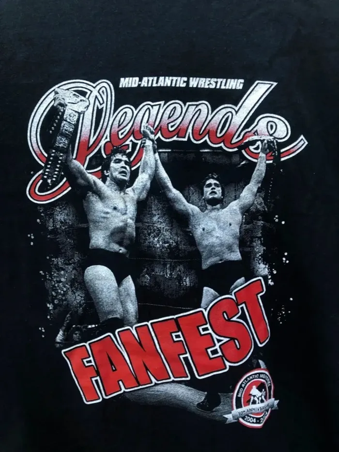 Gildan black T-shirt print Mid-Atlantic Wrestling Lutte MMA Boxe Legends Mens XXL - photo numéro 3