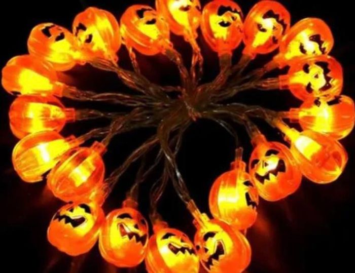 Lot 2 Guirlandes citrouilles lumineuses 2 mètres, Halloween lumineuses 20 LED extérieure et intérieu