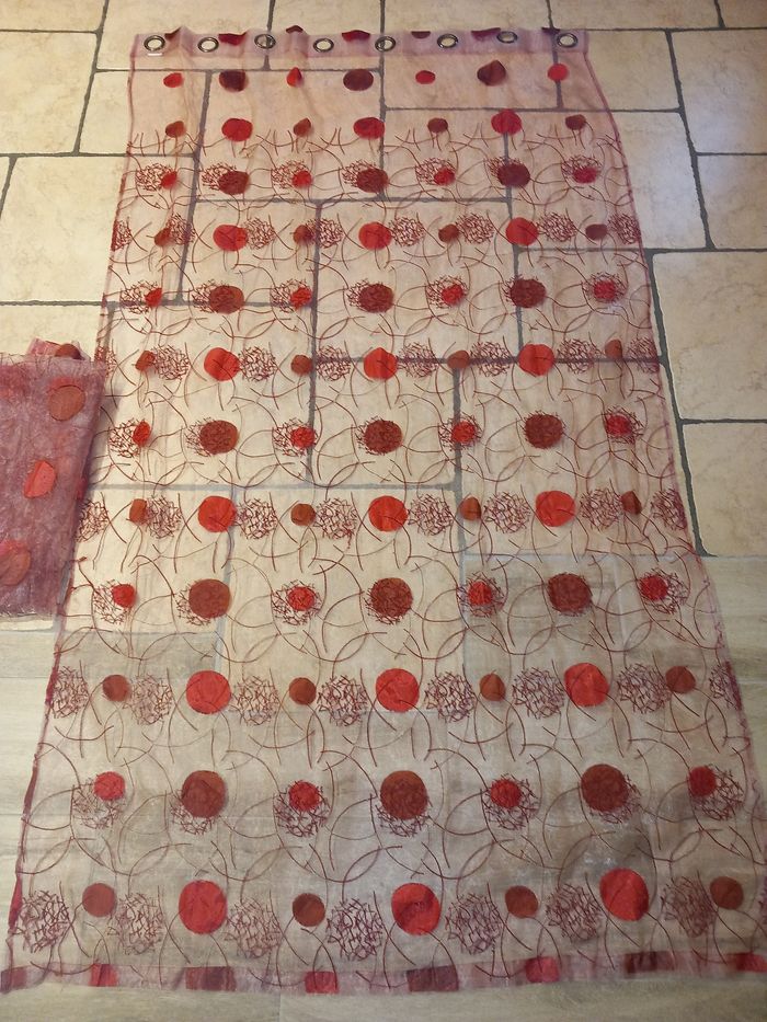 Lot paire voilages organza rouge bordeaux 140x240 leroy merlin - photo numéro 3