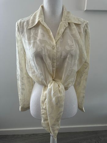 Chemisier long transparent en dentelle beige crème Kiabi Vintage T42/44 XL/XXL