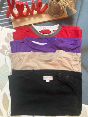 4 tshirts manches longues 12 mois