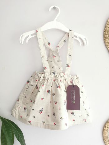 Jupe salopette fleurie en lin mélangé Sergent Major 9 Mois