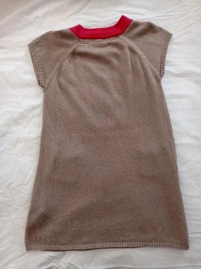 Robe pull taupe et rose Okaïdi 3 ans - photo numéro 2