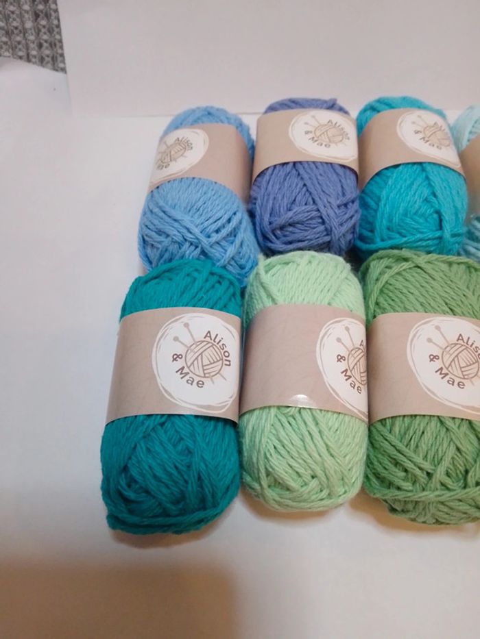 Fil de coton vert bleu x8 - photo numéro 2