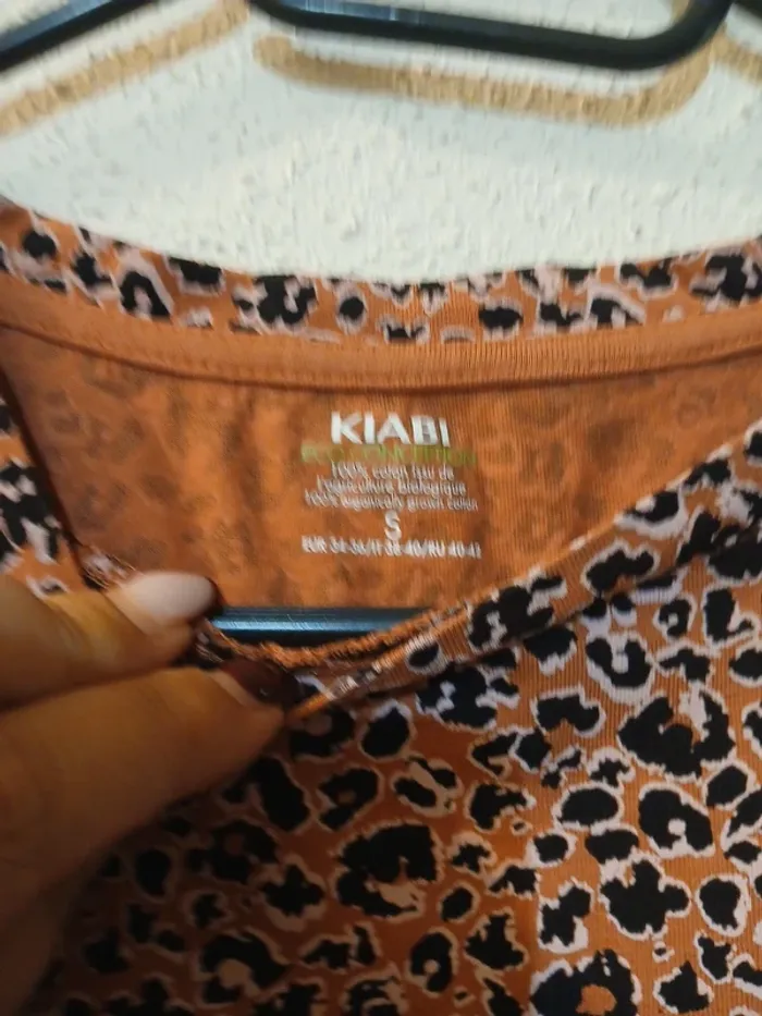 T-shirt femme rose imprimée léopard " kiabi" taille s - photo numéro 3