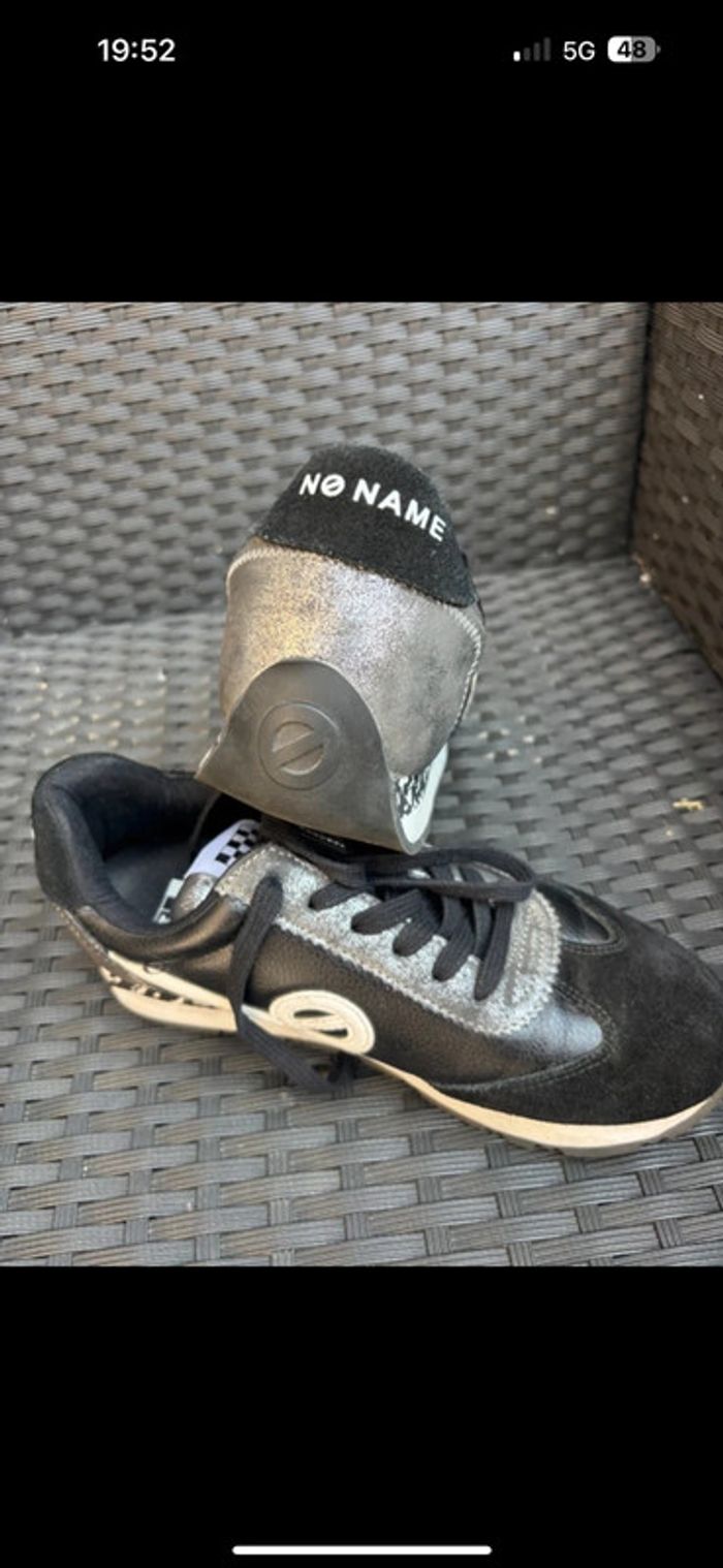 superbe paire de baskets No Name en cuir noir et argent, taille 37 - photo numéro 3