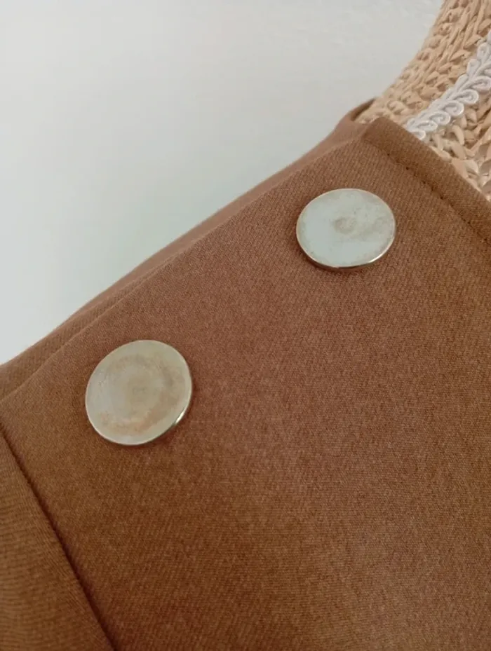 Robe courte Zara s femme camel robe habillé classe - photo numéro 3