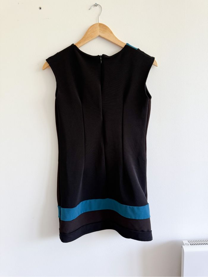 Robe droite marron noir turquoise made in italy taille 40 L - photo numéro 4