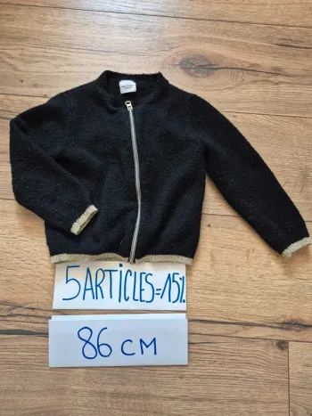 Gilet noir zippé Tape à l’Œil  2 ans / 86 cm