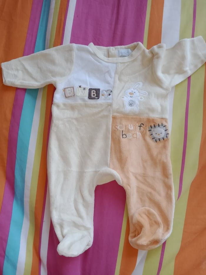 Pyjama Jaune orangé blanc Baby scruffy Bear tex Baby 1 mois