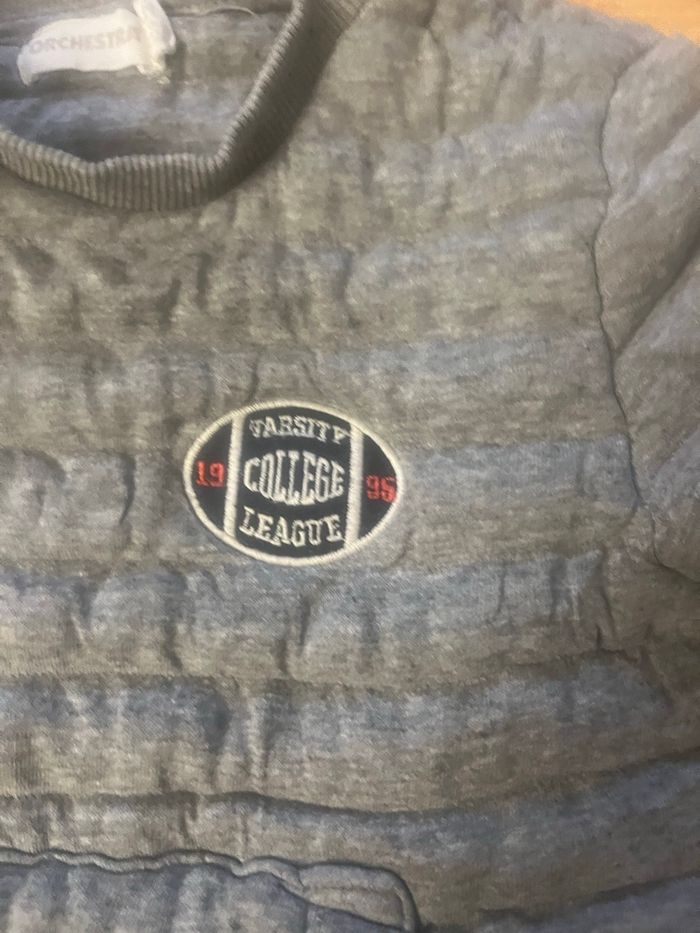 Sweat garçon Orchestra 4 ans gris chiné style matelassé - photo numéro 2