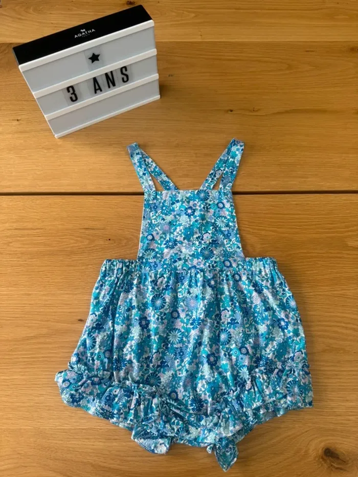 Combishort / Combinaison en tissu liberty June - Taille 36 Mois/3 Ans
