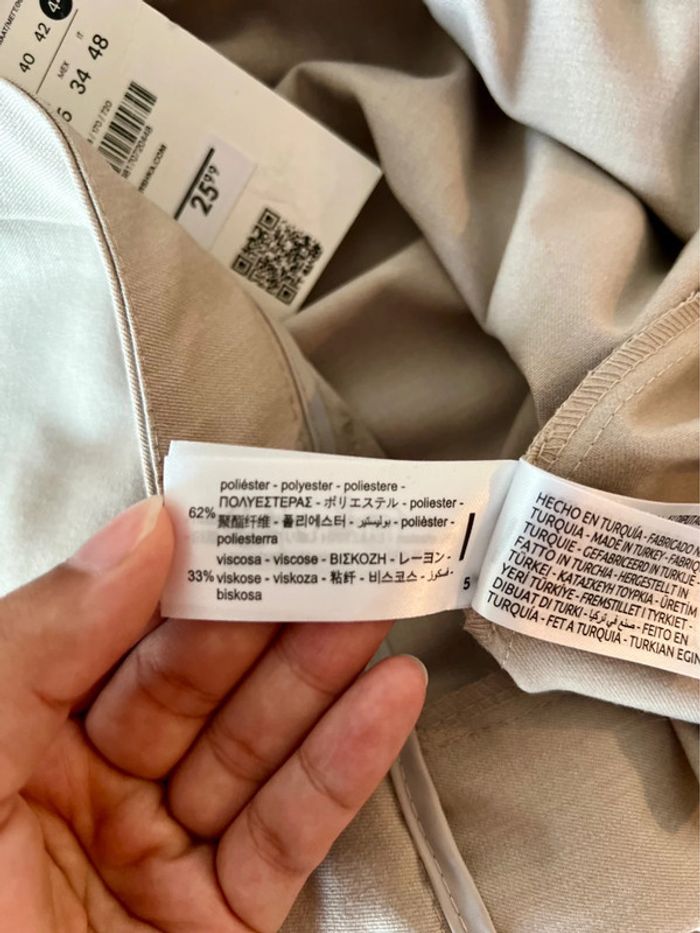 Pantalon Wide Leg Beige 44 Bershka - photo numéro 4