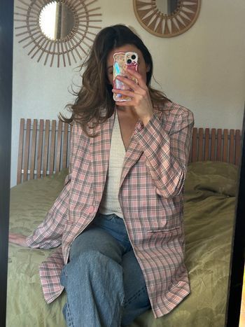 Veste costume à carreaux rose Heartbreak neuve taille S  
