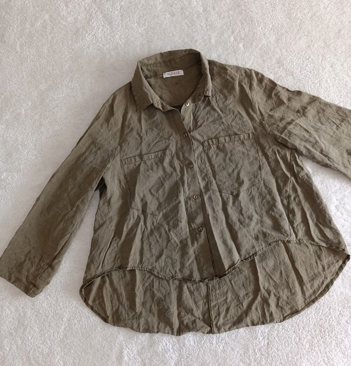 Chemise légère oversize Please L vert kaki 100% lyocell décontractée - photo numéro 6