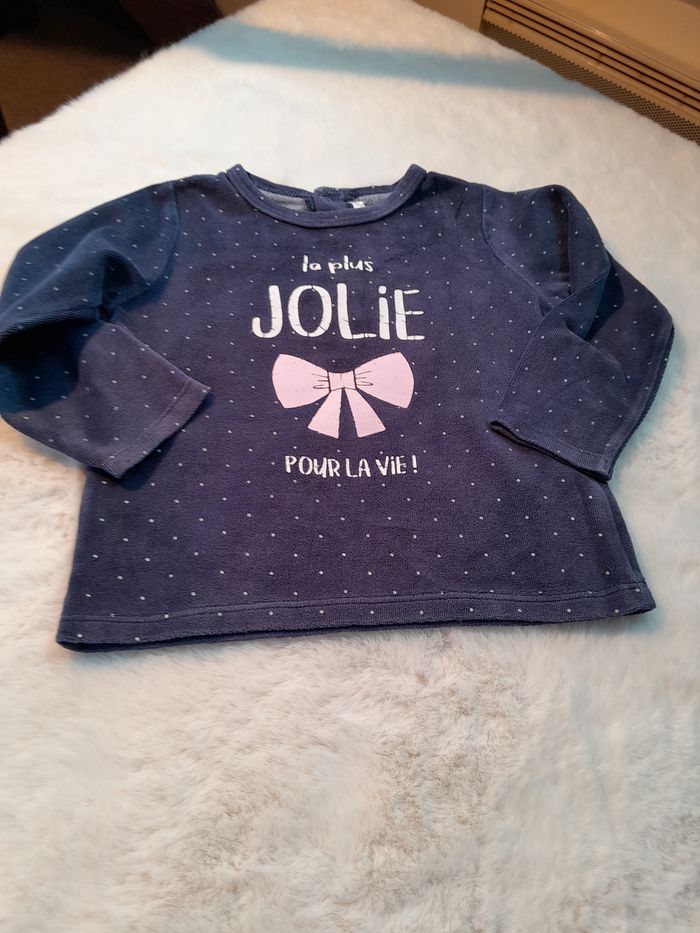 ​Sweat-shirt Bleu Marine à Pois "La Plus Jolie" - 24 Mois - Gemo