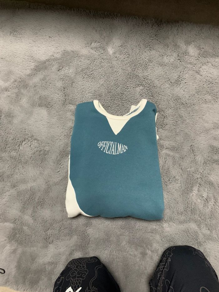 Pull blanc/ bleu boohooMAN - photo numéro 4