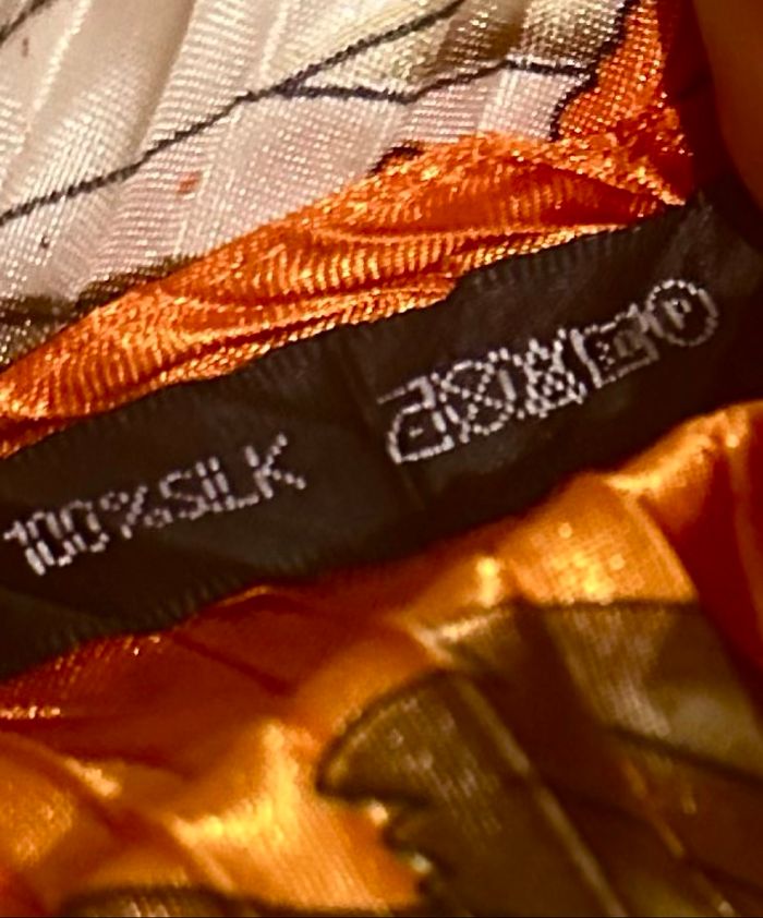Foulard plissé vintage 100 Jade douche% Silk orange orange hermès - photo numéro 8