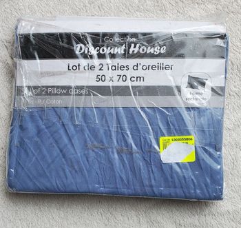 2 taies d'oreiller rectangulaires en 50 X 70cm