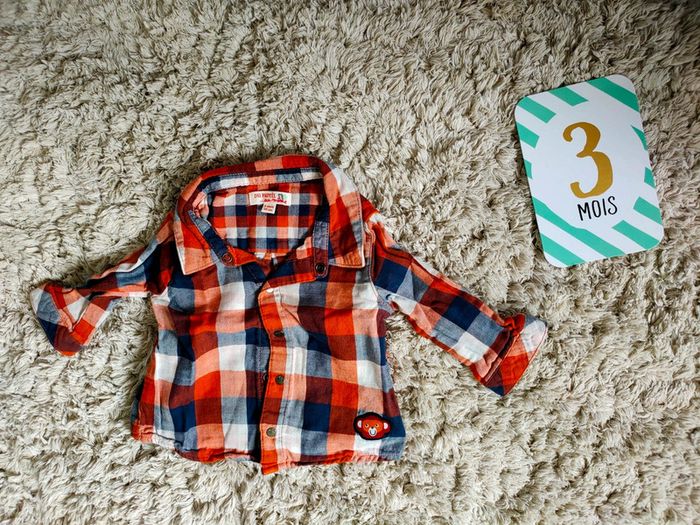 Lot de 2 chemises à carreaux 3 mois - photo numéro 2