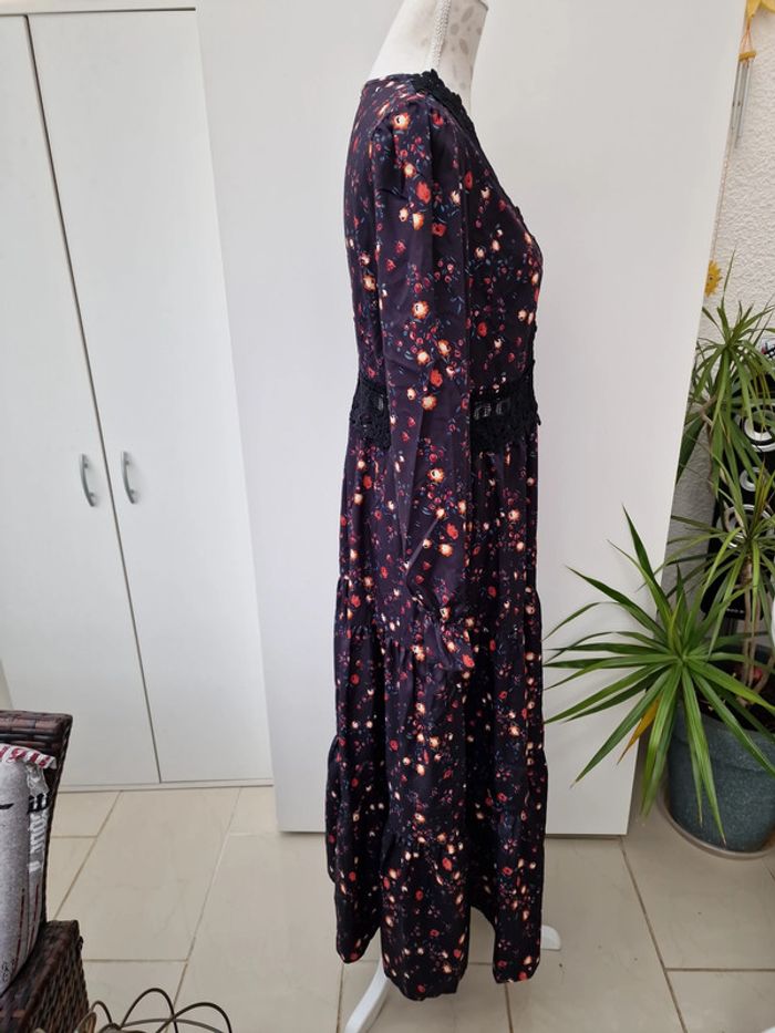 Robe Noire Dentelles Imprimé Fleurs Florale Fleurie - photo numéro 10