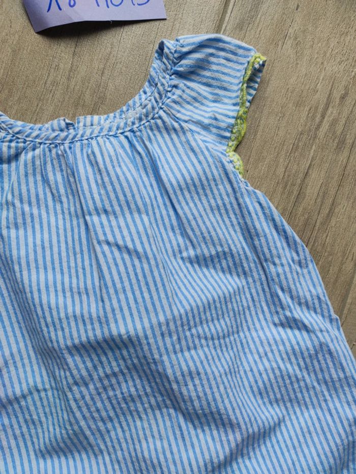 Tunique rayée bleue broderie ananas Primark 18/24 mois - photo numéro 2