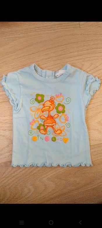 T-shirt bleu oiseau jaune 3 mois