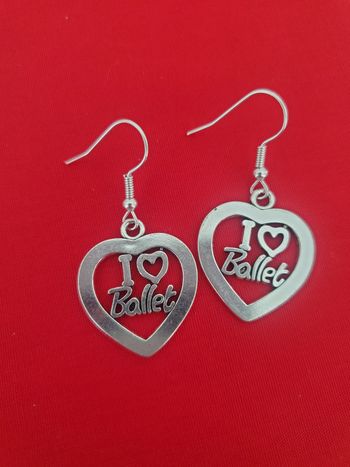 Boucles d'oreilles pendante argenté coeur love danse ballet