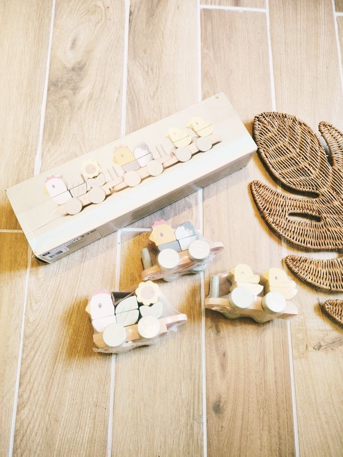 🐤Train blocs Poulet little farm à empiler  en bois marque Little dutch