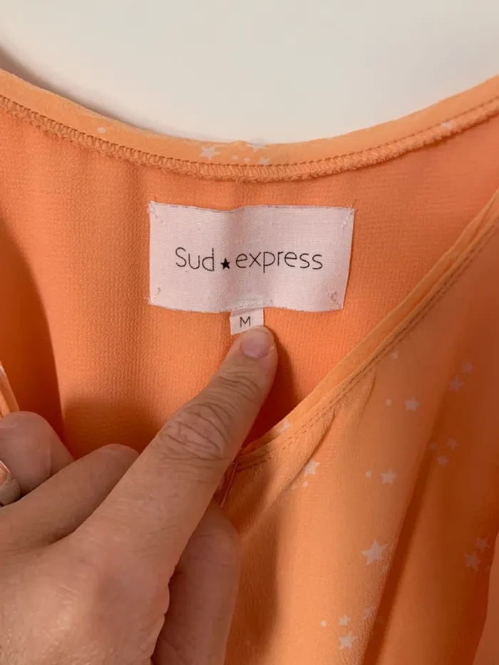 Robe à bretelle orange en soie Sud Express taille M - photo numéro 5