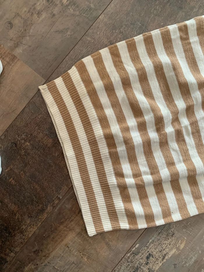 Pull long rayé beige/ caramel - photo numéro 6