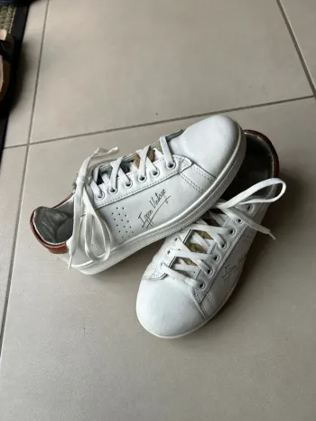 Ippon Vintage Baskets en cuir blanc ippon languette fourrure 37