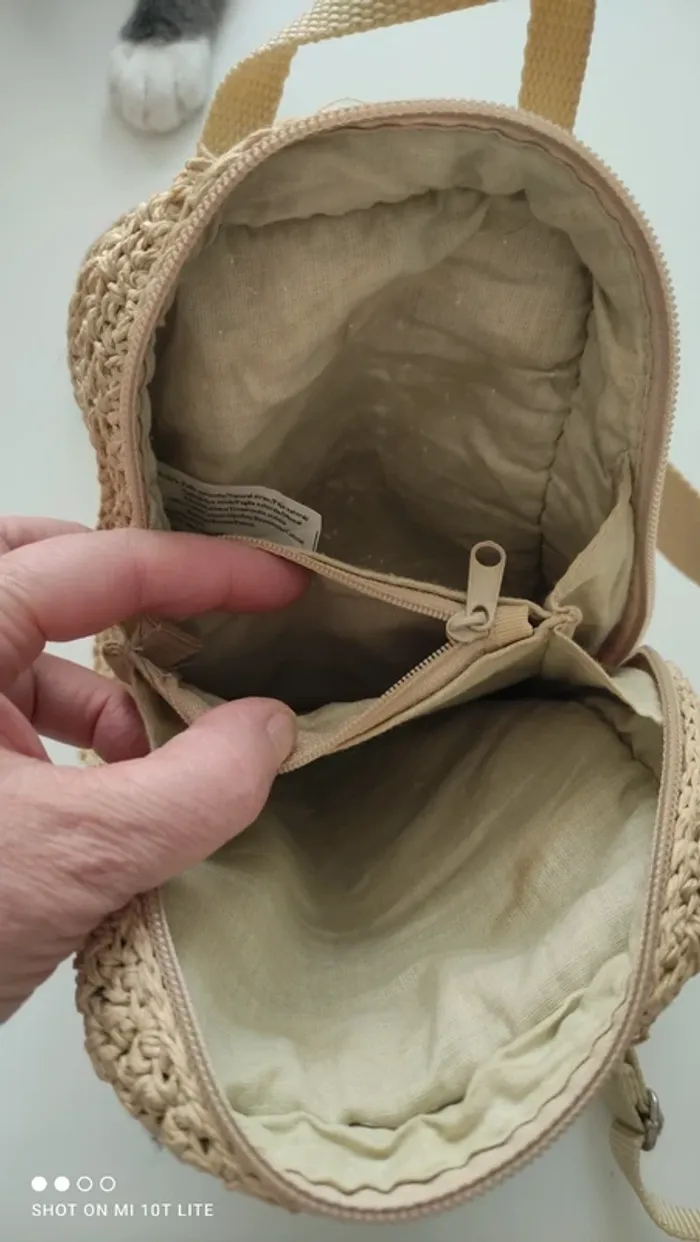 Petit sac à dos en paille vintage - photo numéro 4