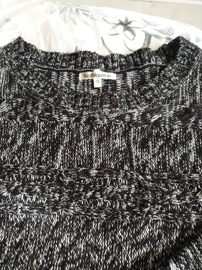 Pull chiné gris/blanc - photo numéro 5