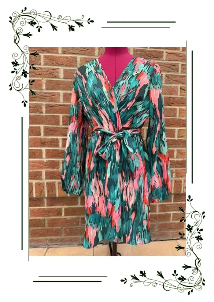 SHEIN Robe imprimée manches longues  bouffantes ceinturée