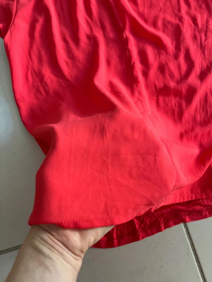T-shirt avec voilage devant rose fushia - photo numéro 3