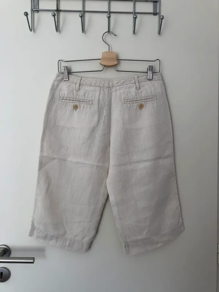 Bermuda 100% lin Comptoir des Cotonniers crème taille 38 - photo numéro 5