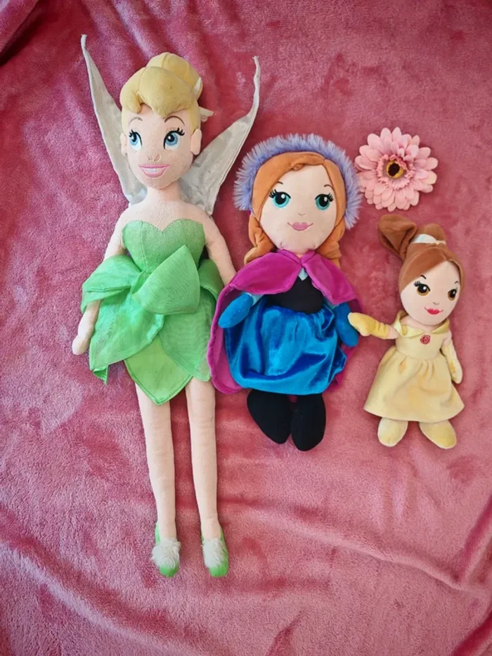 Lot 3 peluche princesses disney