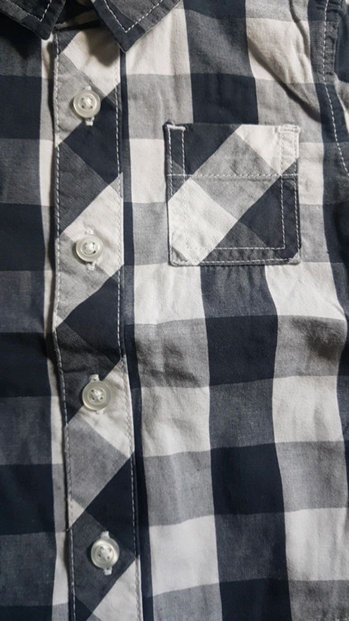 Chemisette chemise manches courtes carreaux bleu marine blanc kitchoun 3 mois - photo numéro 4