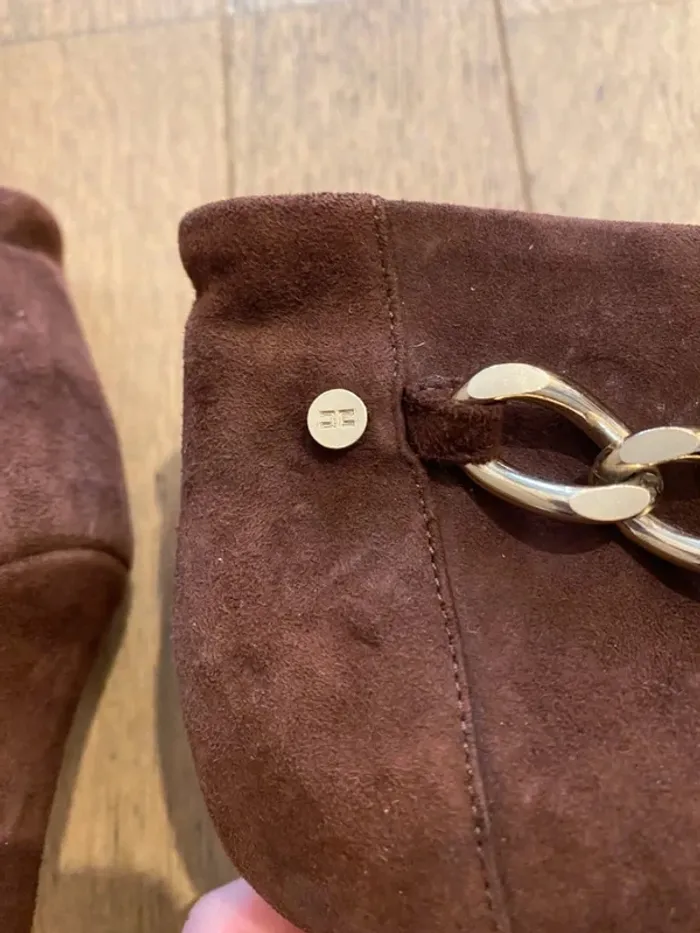 Bottines en daim marron Elisabetta Franchi taille 38 - photo numéro 6